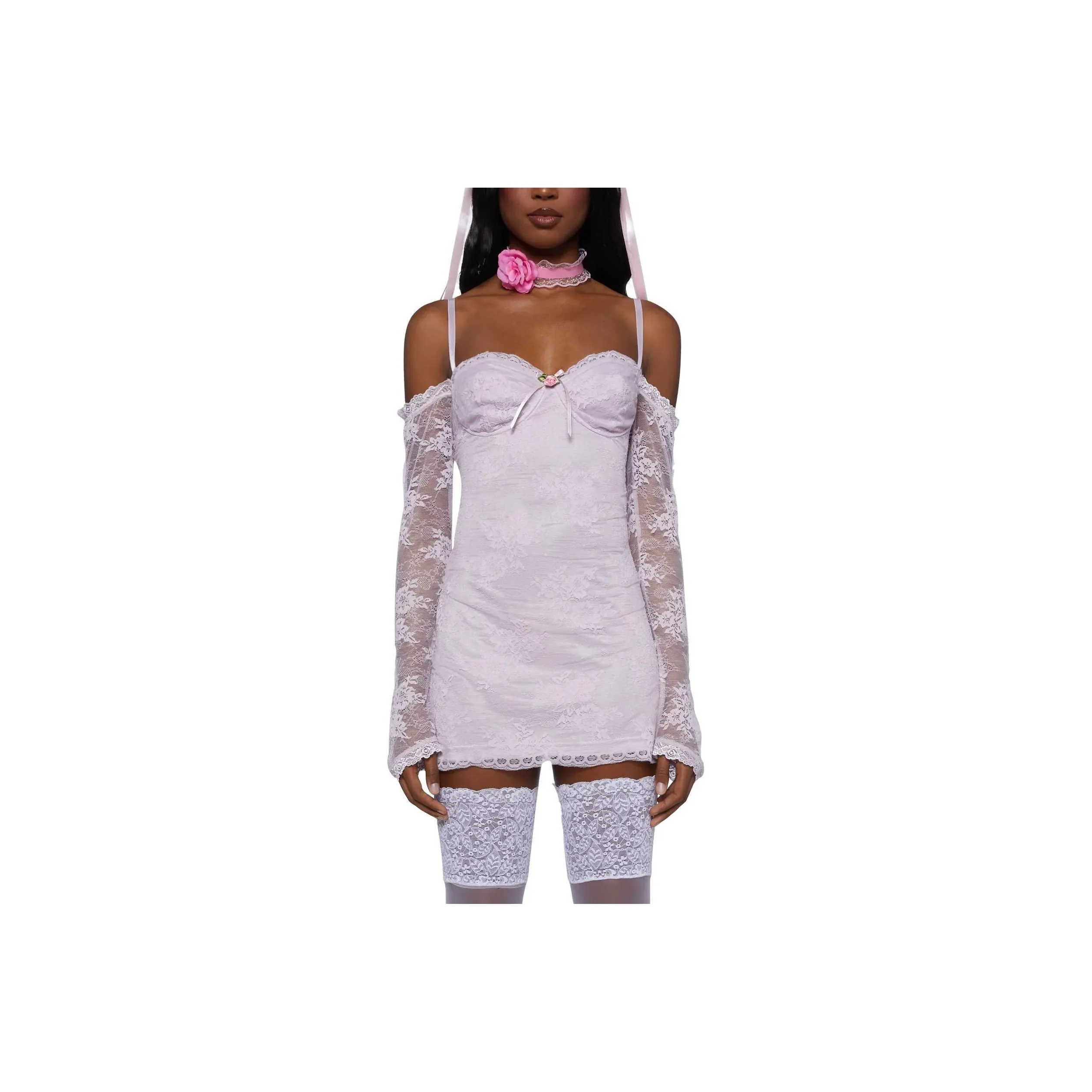 Dolls Kill Sugar Thrillz Lovely Dream Mini Dress Long Sleeved Dress Women's Light Purple Light Purple Дольз Килл Сахарный Тримз Любви Мечта Мини Платье Длинный Рукав Платье Женское Светло-фиолетовый Светло-фиолетовый