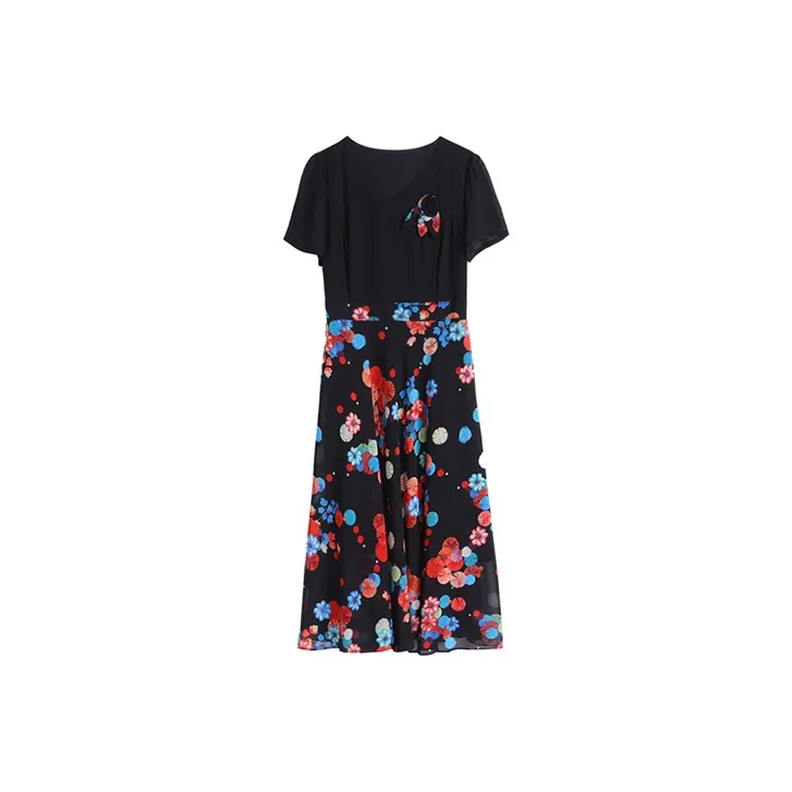 HUASJ Short Sleeved Dresses Women's Round Multicolor