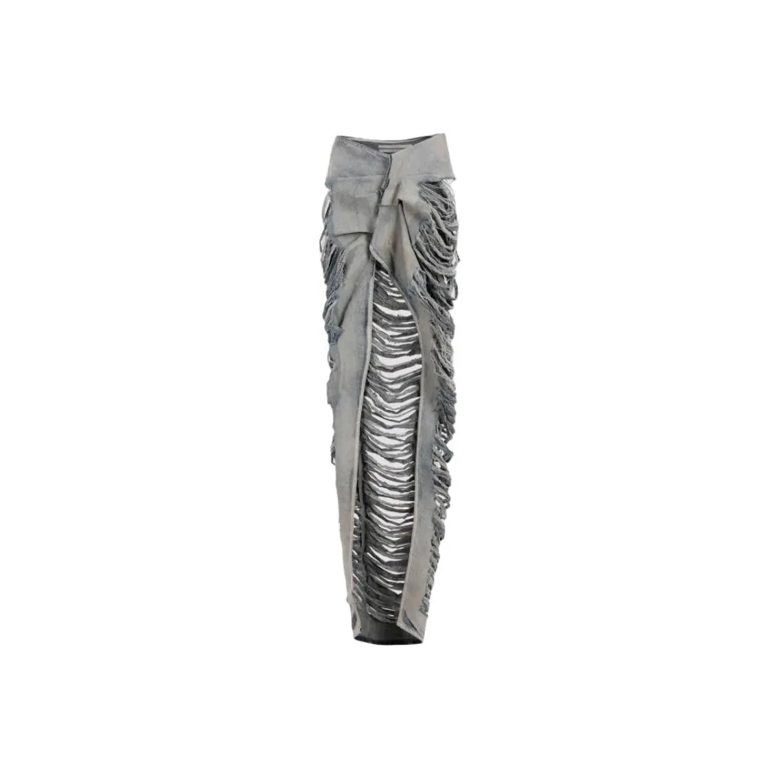 RICK OWENS Ripped detail Asymmetric Denim Skirt