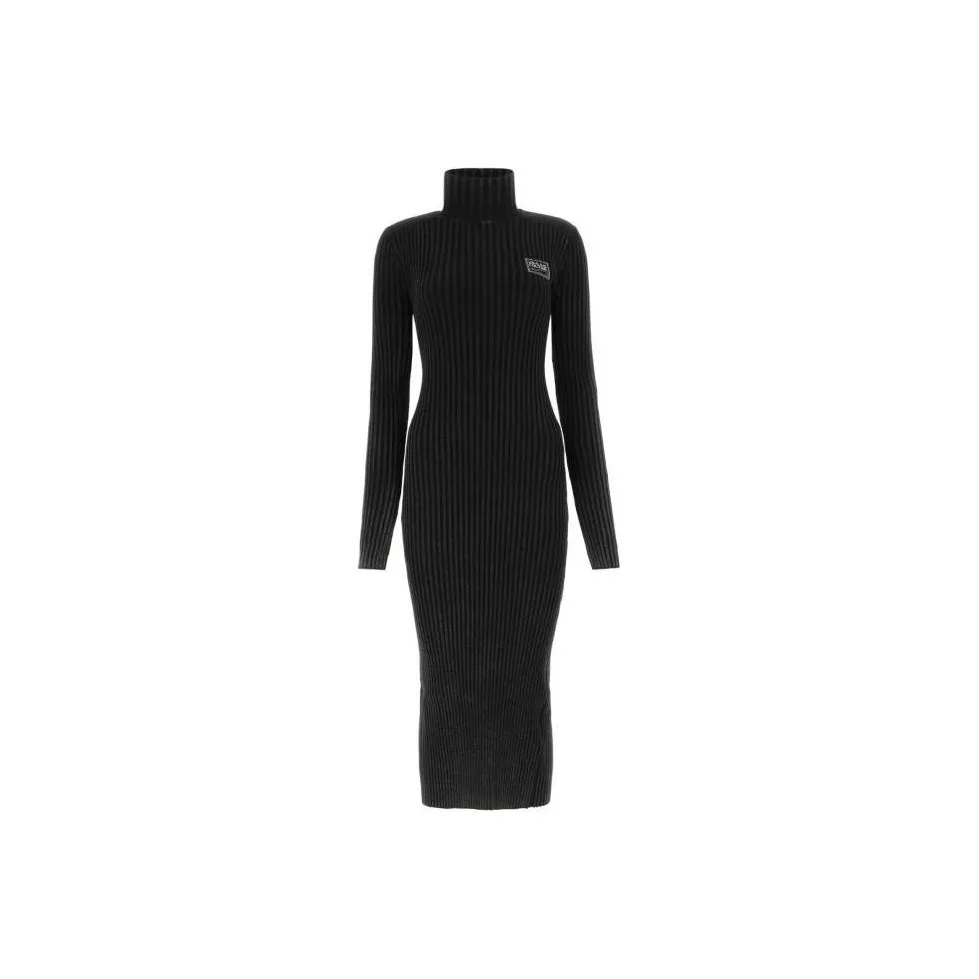 VERSACE JEANS Ribbed Turtleneck Dress