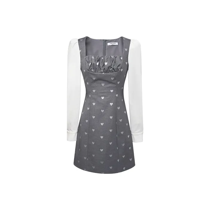 TAMMY TANGS A Line Skirt Dress Gray White