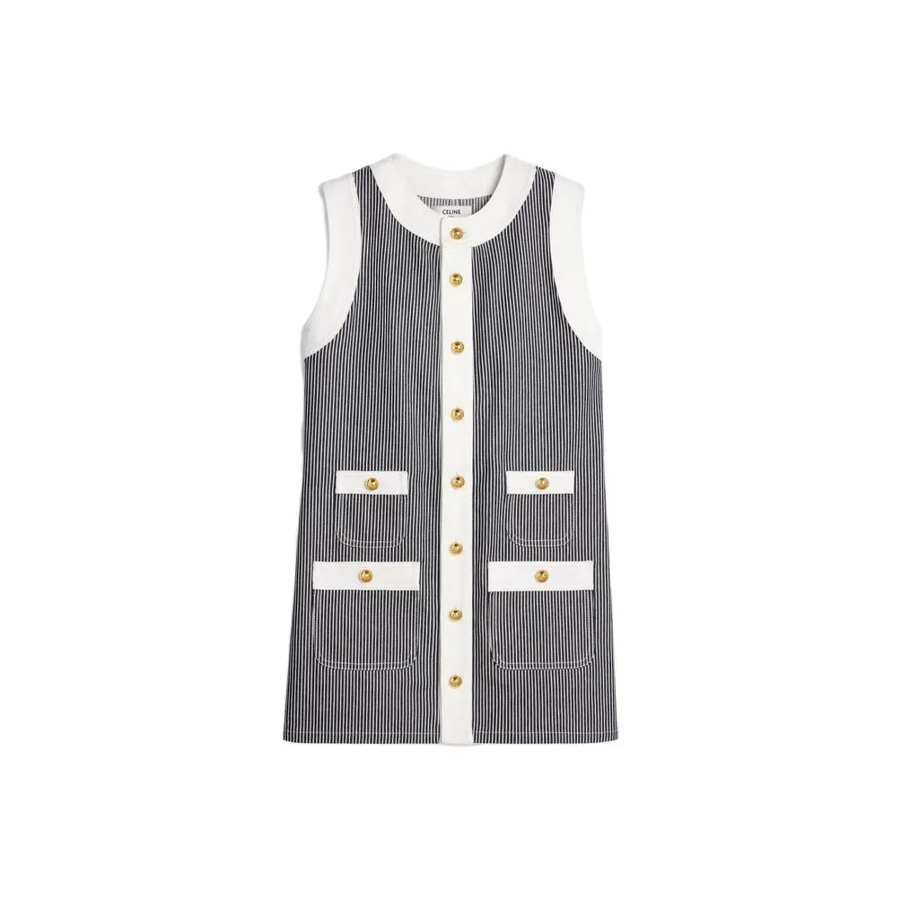 CELINE Sleeveless Dress Women
s Blue