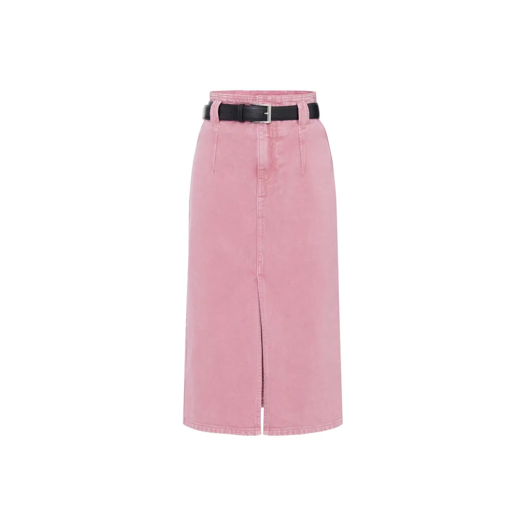 MOCO Denim Длинная Юбка Женская Неоново-розовая