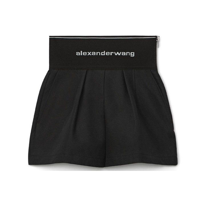 【ALEXANDER WANG】Flared shorts /フレア ミニパンツ/ブラック Alexander Wang double-pleat Flared Shorts | Black | FARFETCH