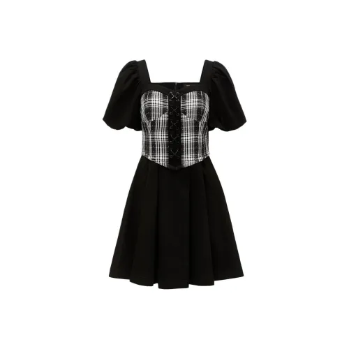 VERO MODA J1G Черный деним Цвет Женские Короткие Платья с Рукавами