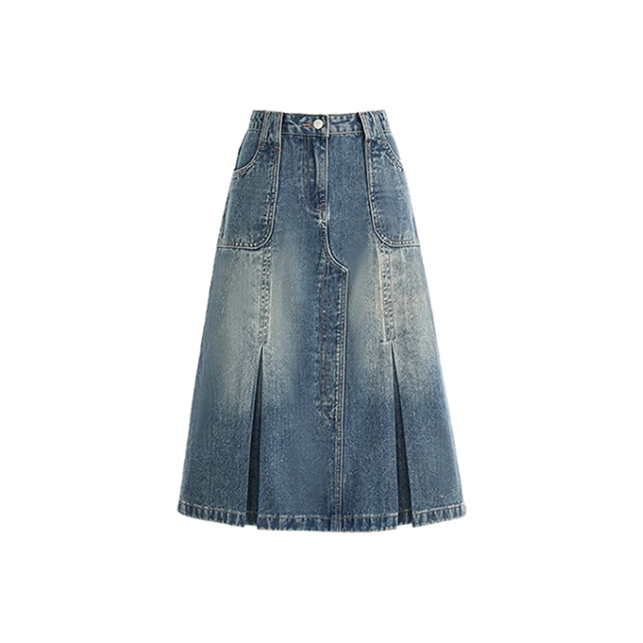 Concubine Zhu Denim Long Skirt Women's Vintage Blue Конкубин Чжу Деним Длинная Юбка Женская Винтажный Синий