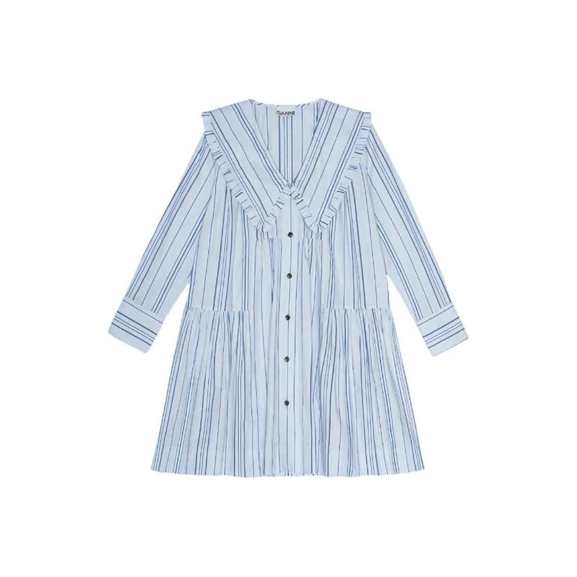 GANNI SS24 Длинное платье с длинными рукавами женское цвет вереск