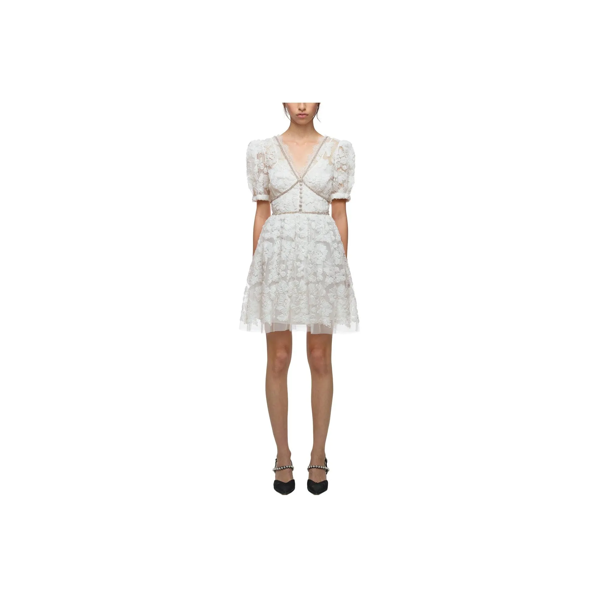 Self-portrait Short-Sleeved Dresses Women's White