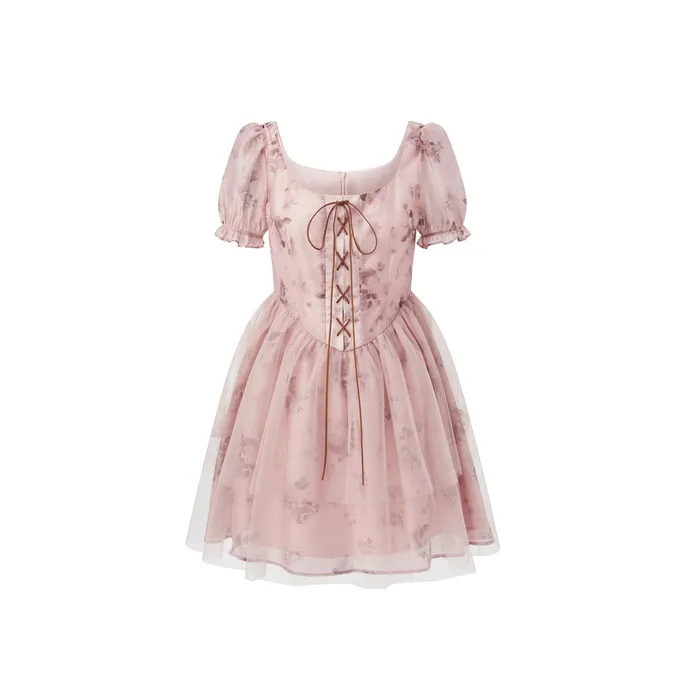 LEDIN Red Print Женские Короткие Платья с Рукавами