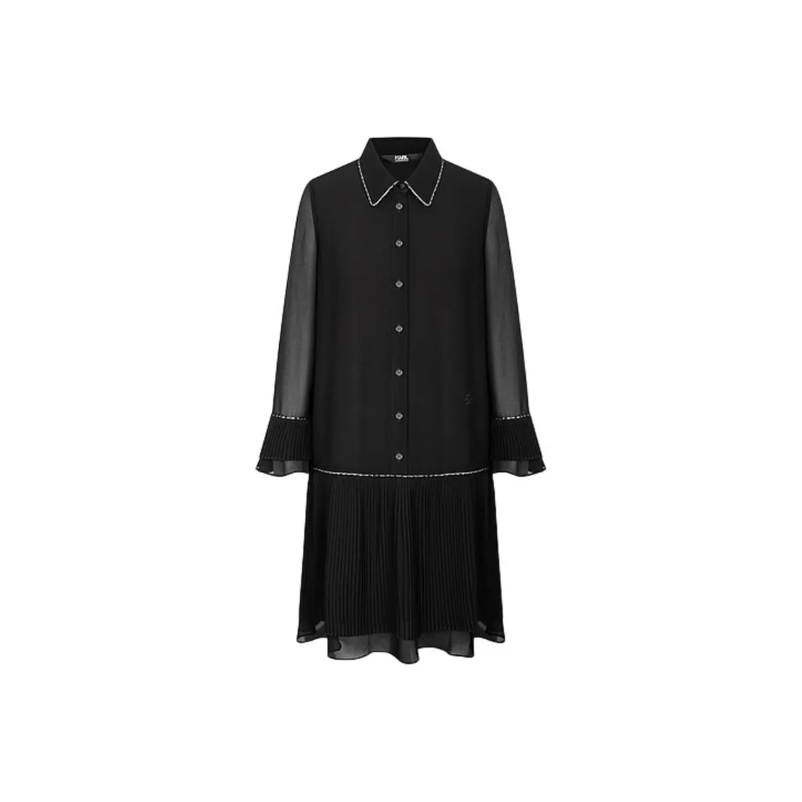 KARL LAGERFELD Длинное платье с длинными рукавами женское черное