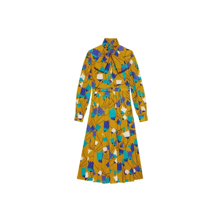 GUCCI Tulip Print Pussybow Dress