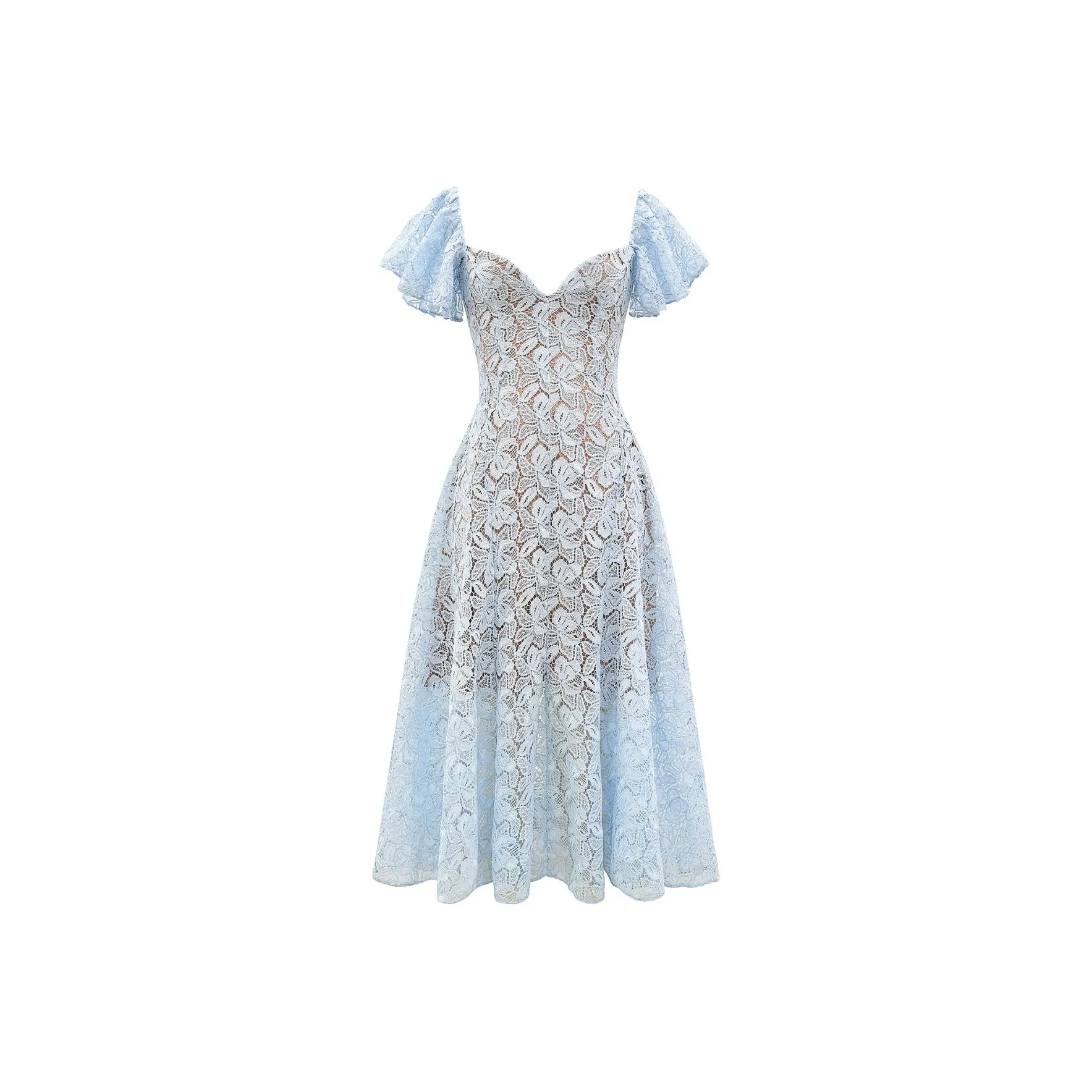 HOUSE OF CB Austen Короткое Платье с Короткими Рукавами Женское BLUEBELL Синий Колокольчик