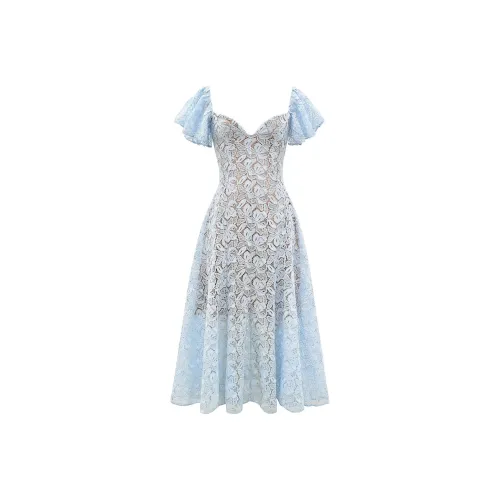 HOUSE OF CB BLUEBELL/Синий Колокольчик Женские Платья с Короткими Рукавами