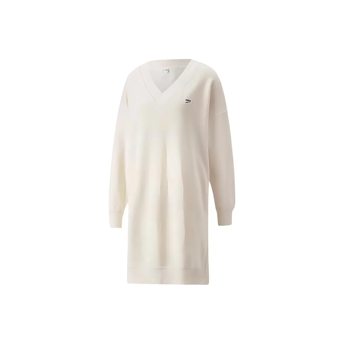 PUMA DOWNTOWN V NECK Long Sleeved Dress Women's Cotton Linen Blend Natural