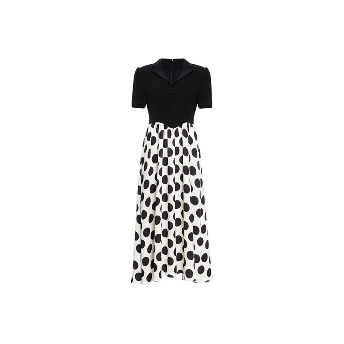 BESIONIA Short Sleeved Dress Women's Black Dot