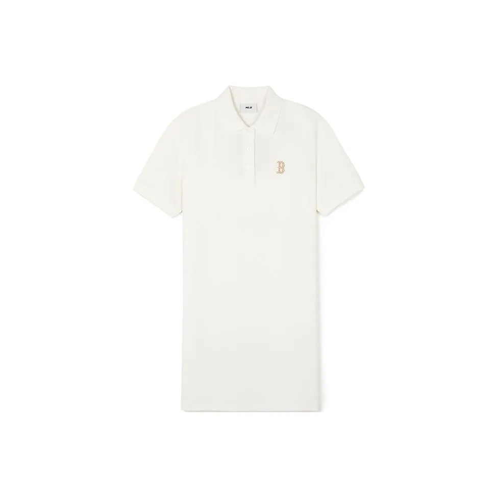 Mlb Base Logo SS24 Короткое Платье с Короткими Рукавами Женское Кремовое