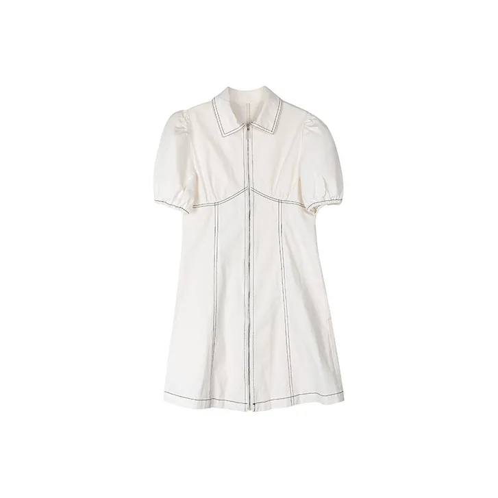 Leather Cat A Линия Юбка Платье Белый