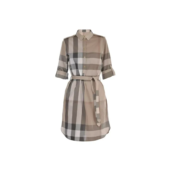 Burberry Short Sleeved Dresses Women's Khaki