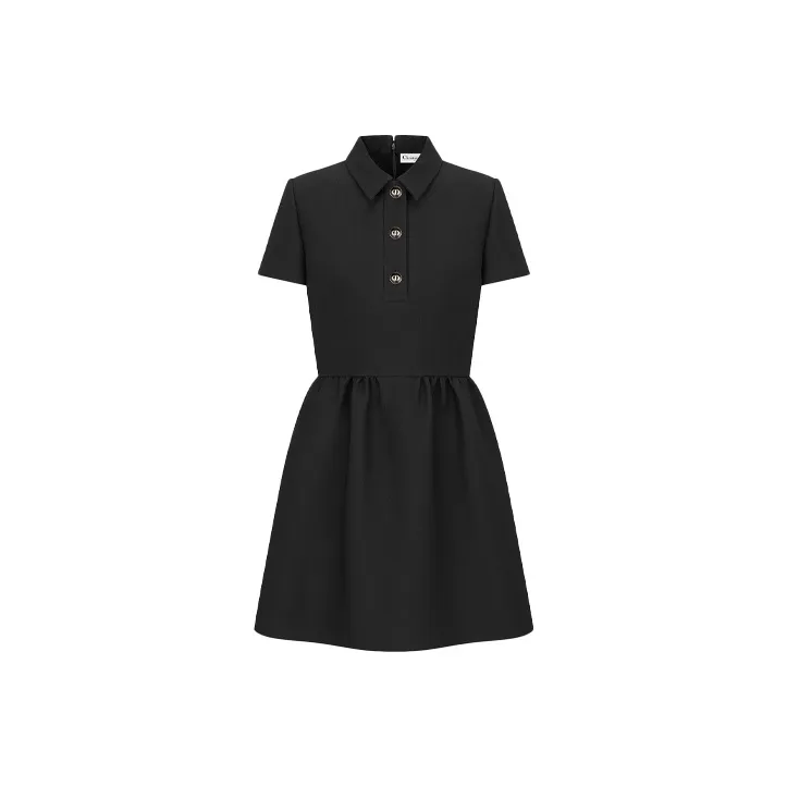 DIOR Short Sleeved Dresses Women's Black