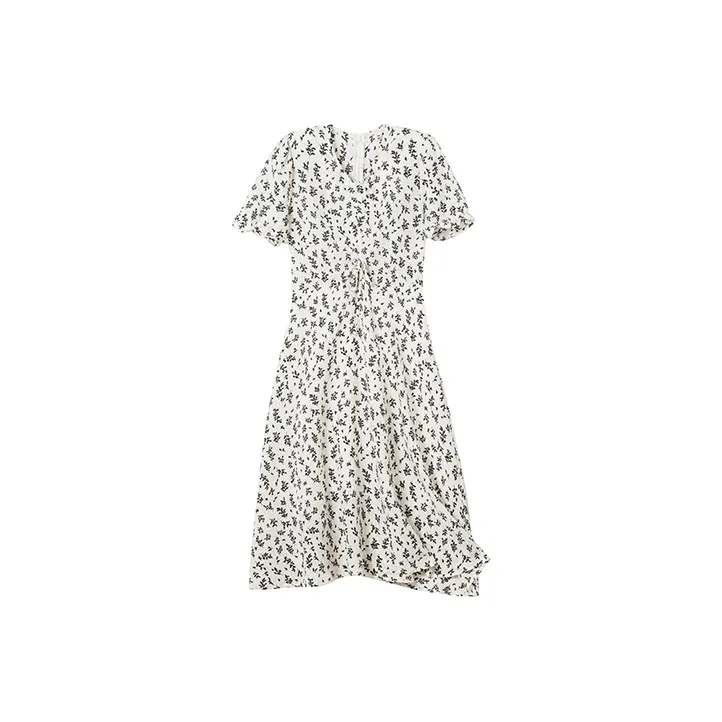 MOPB SS22 V-образный вырез облегающее короткое платье с короткими рукавами цвет белый