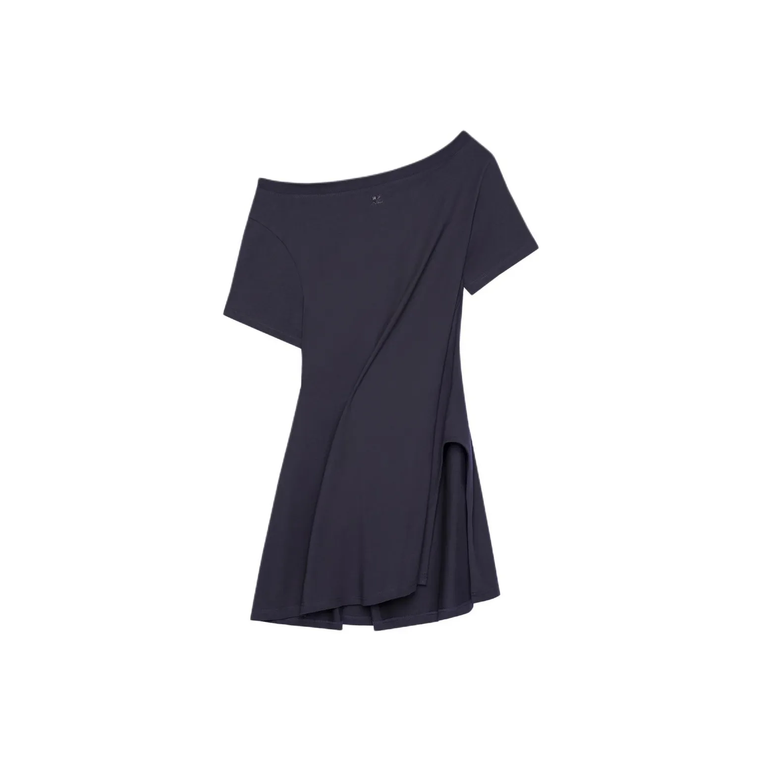 Courrèges Logo Embroidered Side Slit Dress