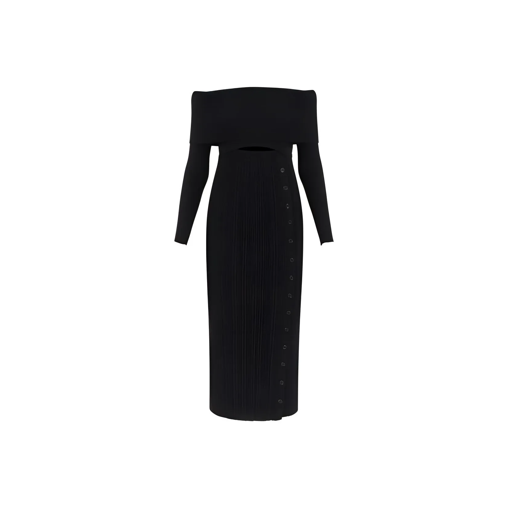 Self-portrait Off-shoulder Ribbed Midi Dress