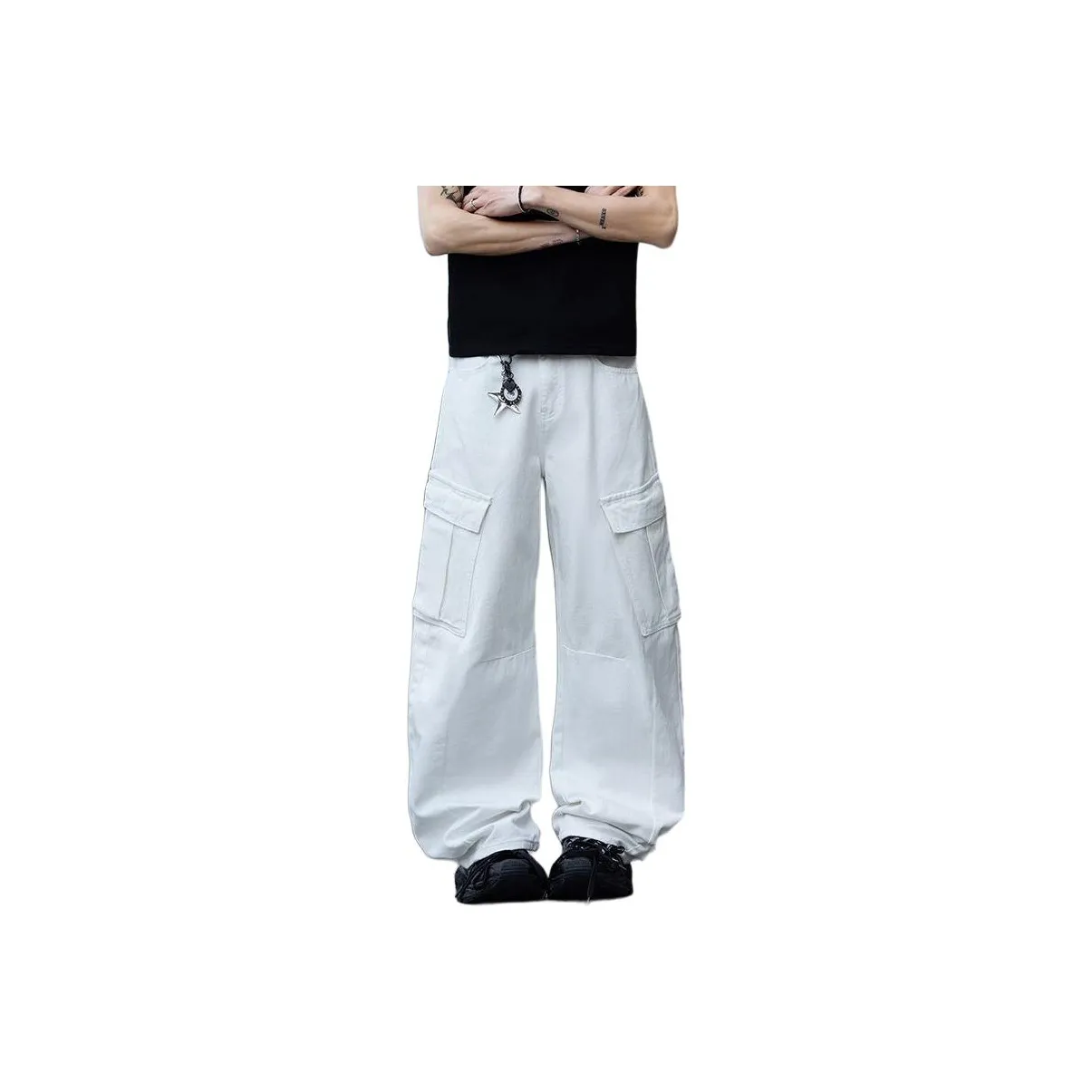 Menglaini Jeans Unisex White