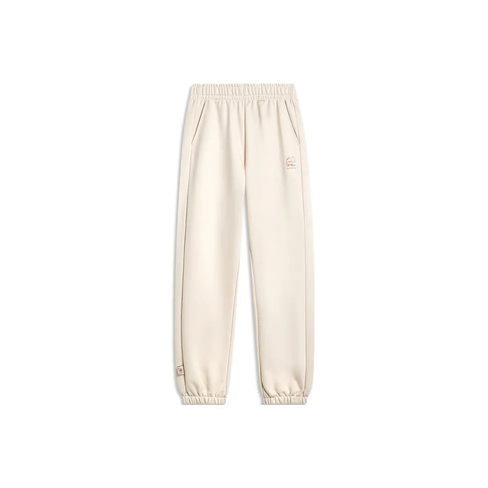 LiNing Sports Life Collection Knitted Sports Pants Women's Swan White