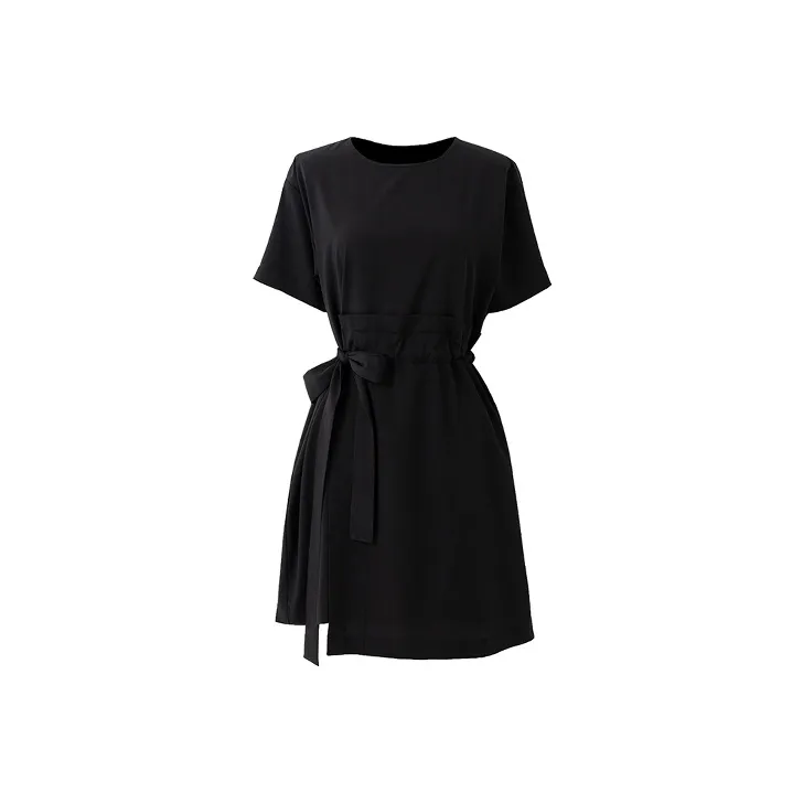 SOON FLOWER Короткий рукав Платье Летнее Женское Черное
