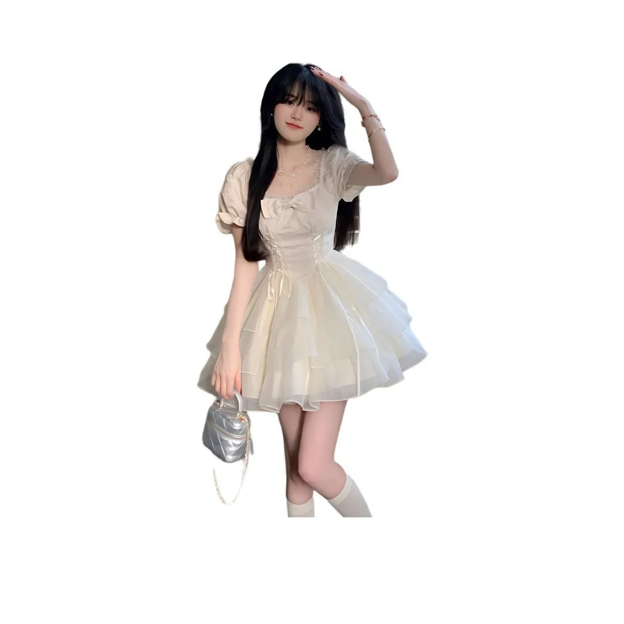 COSYISM Short Sleeved Dress Women's White