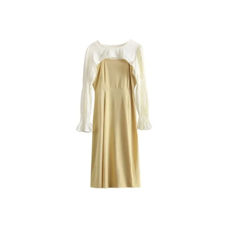 LOKUINTUS A Line Skirt Dress Yellow