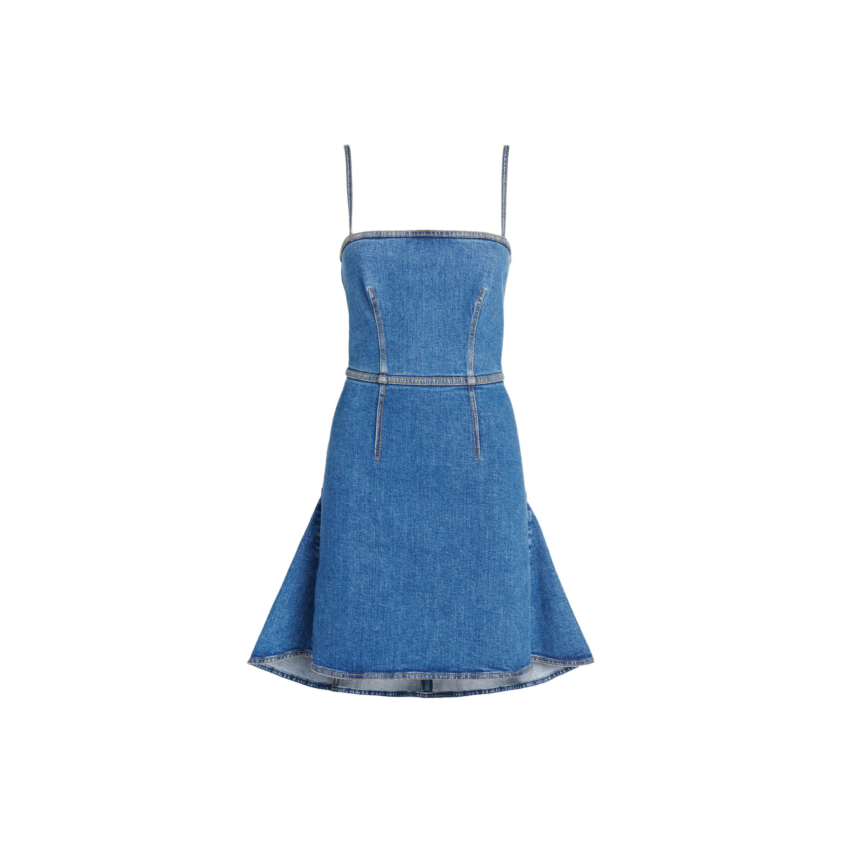 Alexander McQueen Spaghetti Strap Denim Mini Dress