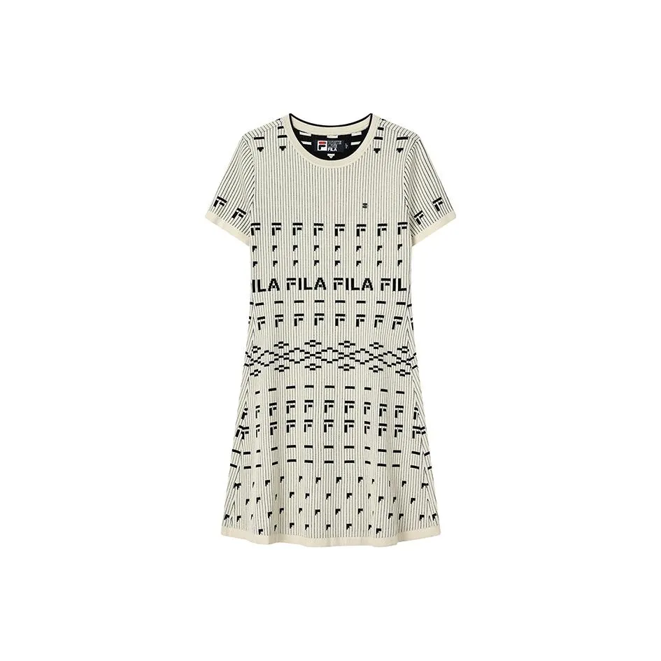 FILA Short Sleeved Dress Women's Gray Beige Yellow