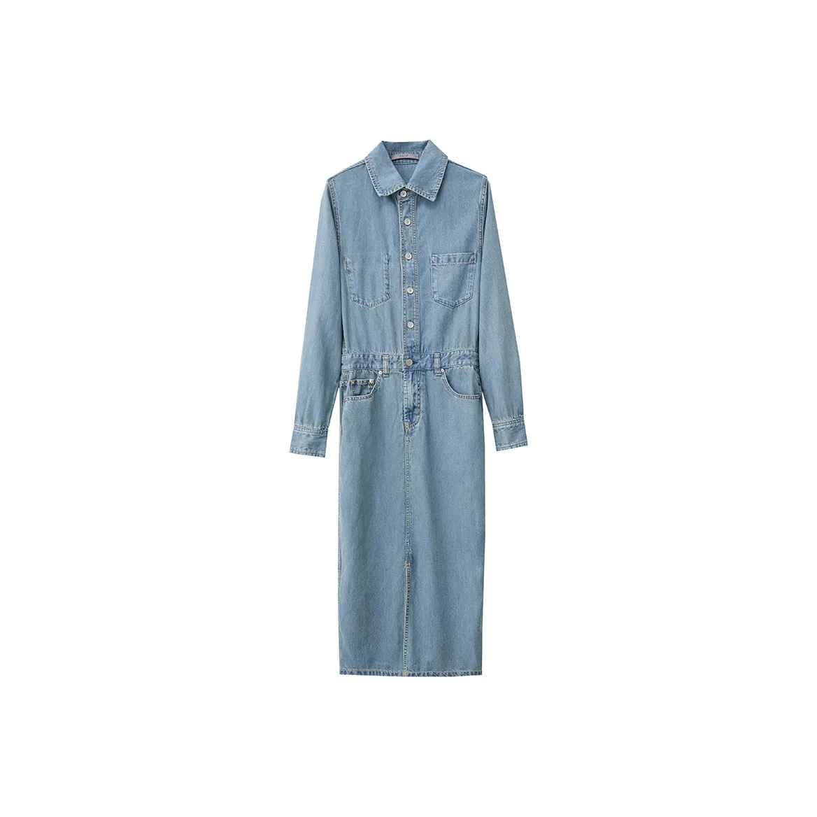 AMII Длинное платье с длинными рукавами женское джинсовый синий