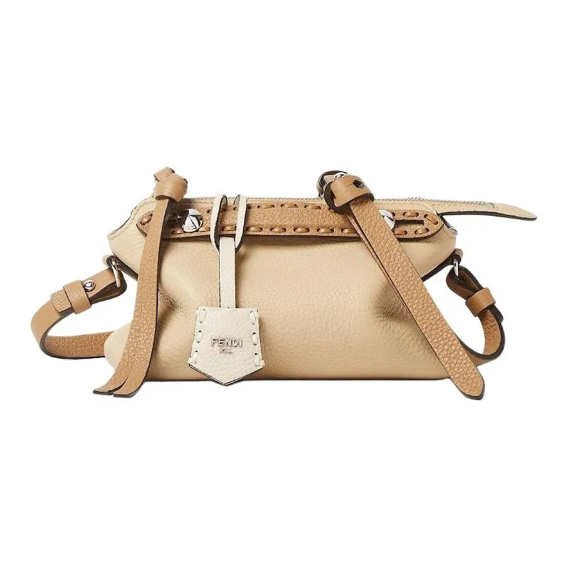 FENDI Selleria Calfskin Shoulder Bag, Crossbody Bag, Handbag Mini Women
s Beige