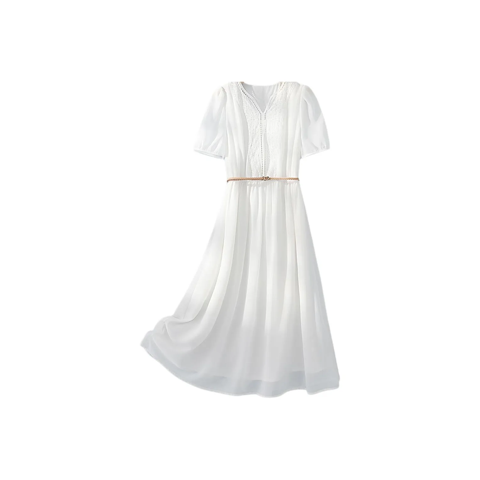 IHIMI SS24 Короткий рукав Платье Женское цвет Слоновая кость