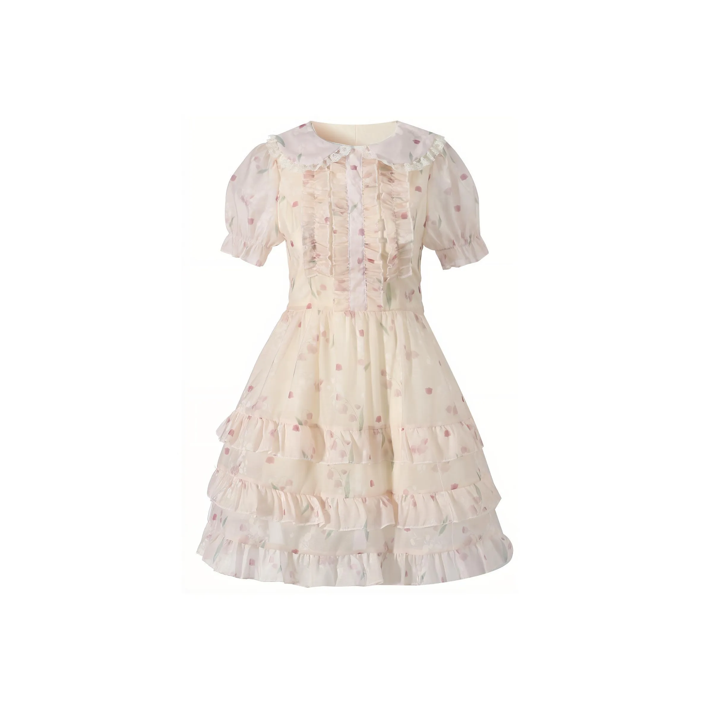 TIBINB Короткий рукав Платье Женское Абрикосовый Тюльпан