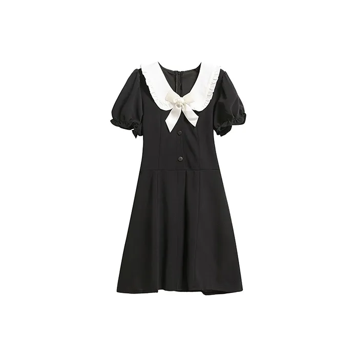 MOPB Короткий рукав Платье Женское Черное