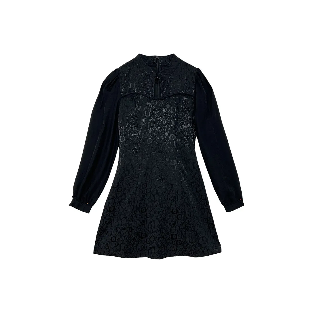 Icicofficial Длинное платье с длинными рукавами женское черное