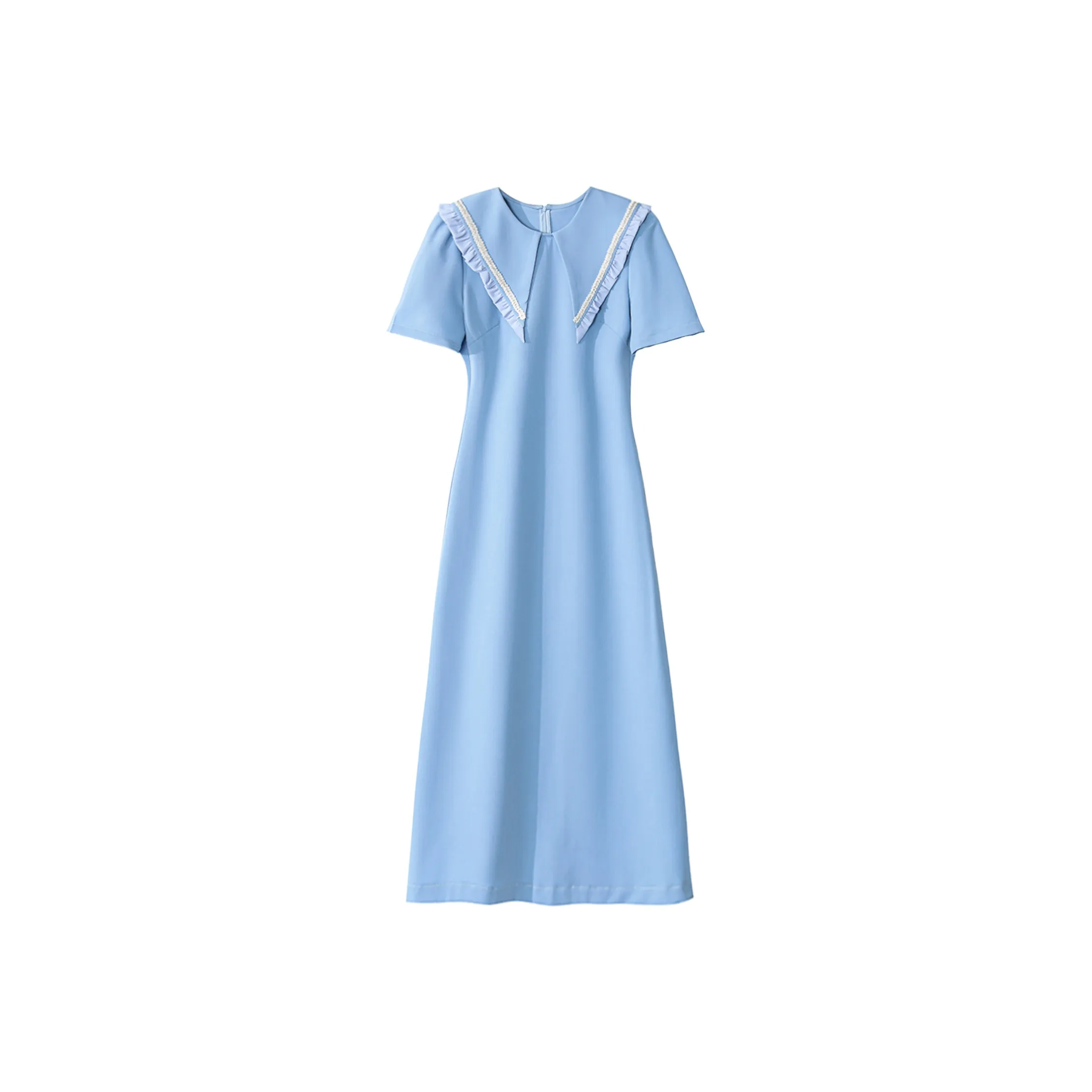 Wbwq Короткий рукав Платье Женское Синее