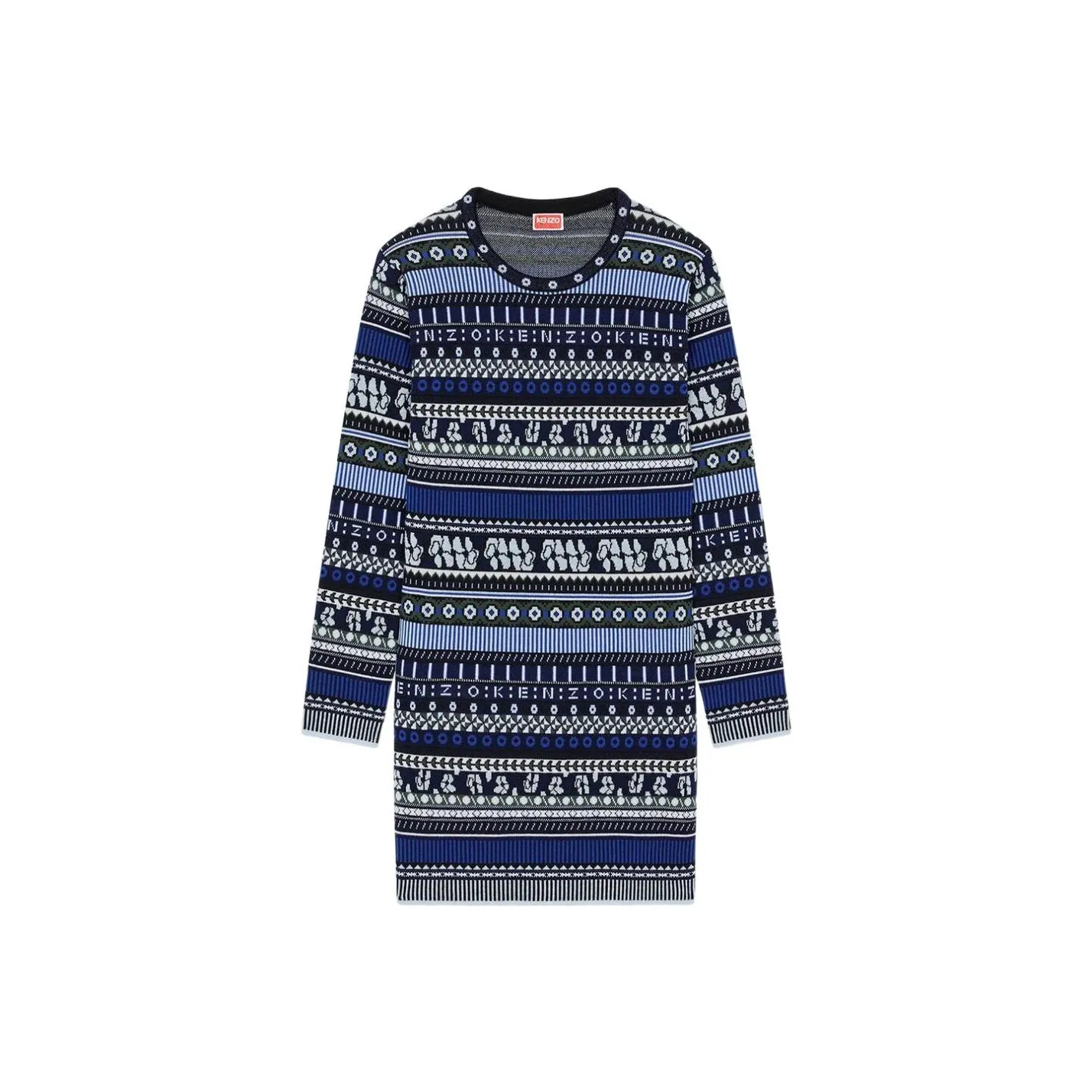 KENZO FW22 Длинное платье с длинными рукавами женское синее