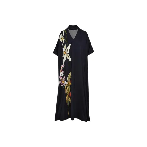 Oscar De La Renta Black Женские Короткие Платья с Рукавами