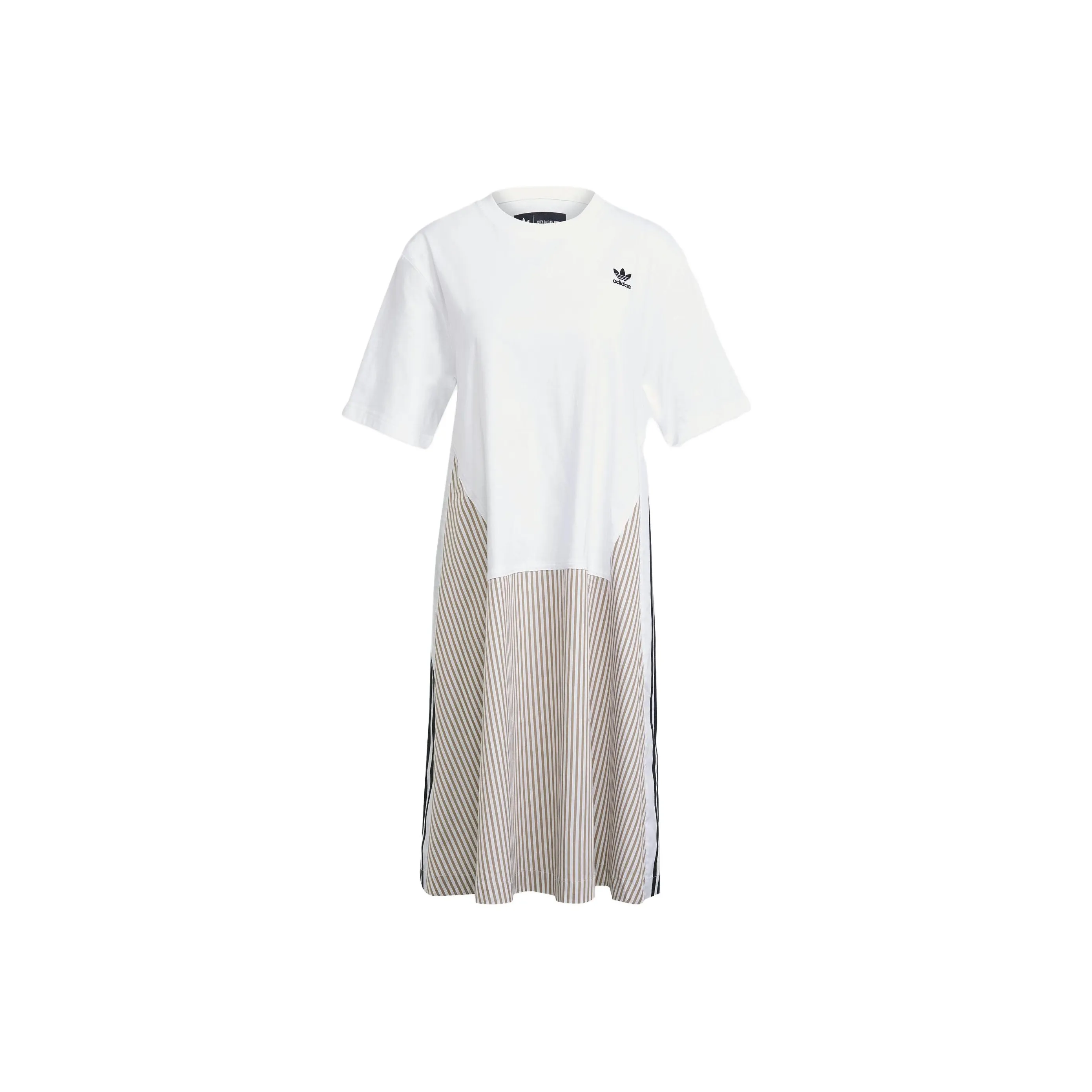 adidas originals Women
s Striped Panel Crewneck Casual Pullover Dress White