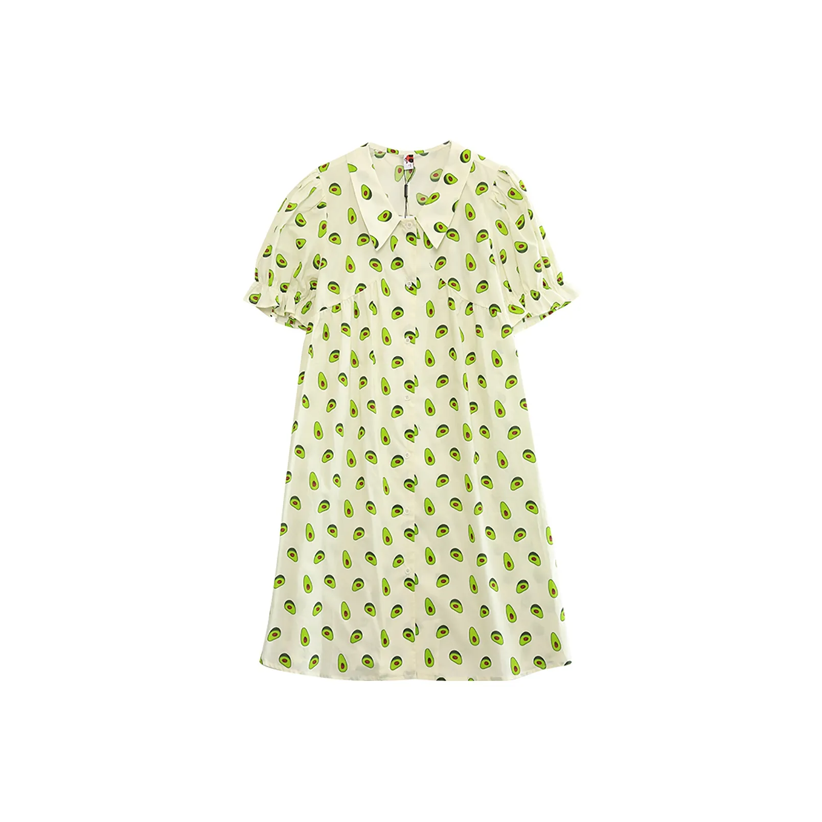 MUGUOGUOMU Short Sleeved Dress Women's Beige Apricot