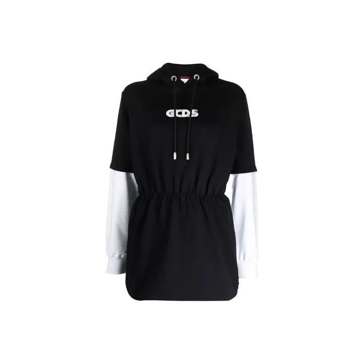 GCDS Черное Женское Длинное Платье с Рукавами