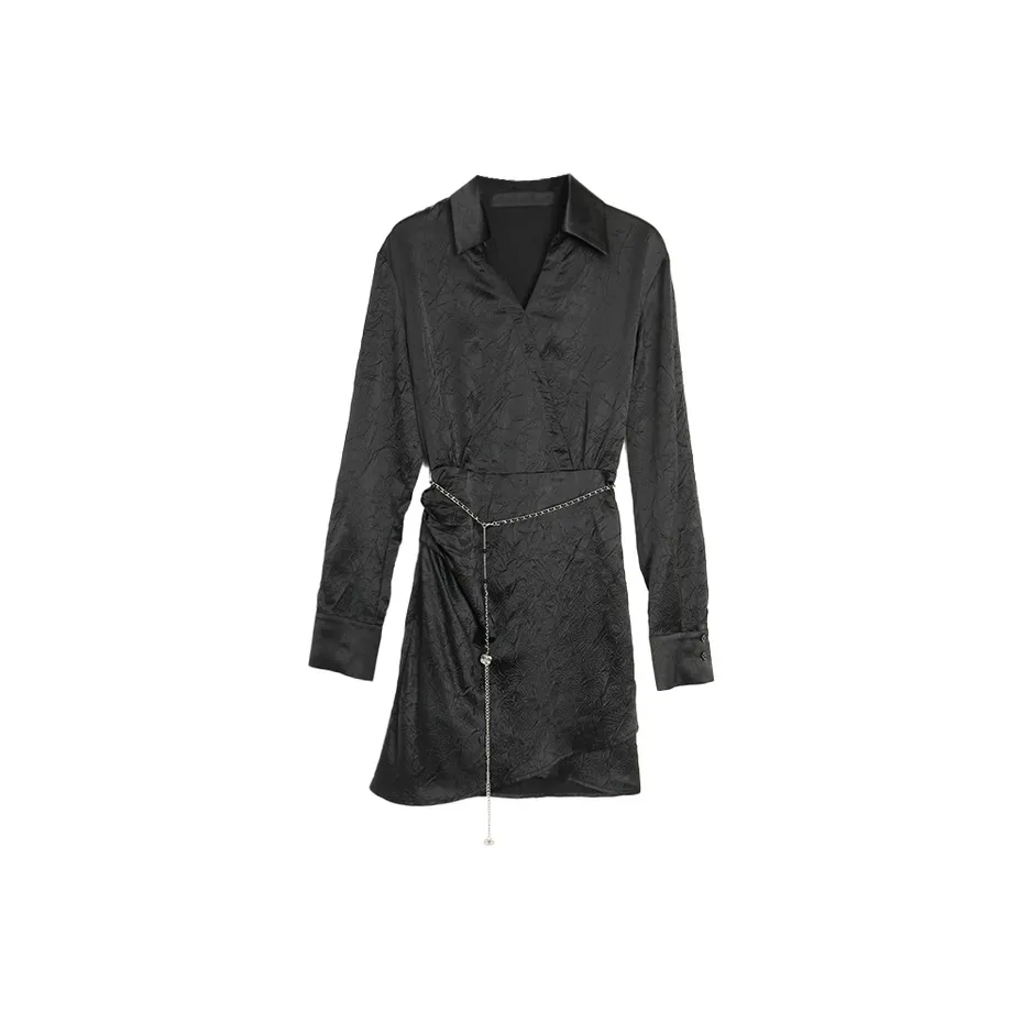 SETIROM Длинное платье с длинным рукавом женское черное