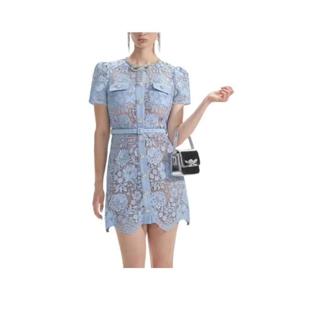 Self-portrait Short-Sleeved Dresses Women's Misty Blue
