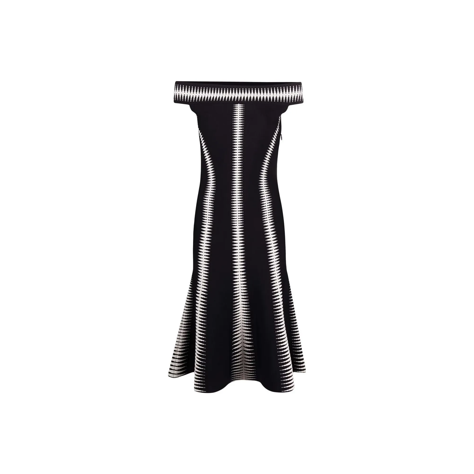 Alexander McQueen Jacquard Off shoulder Midi Dress