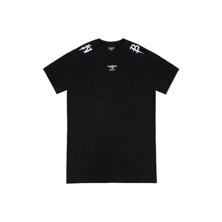 BOY LONDON Черное Женское Короткое Платье с Рукавами