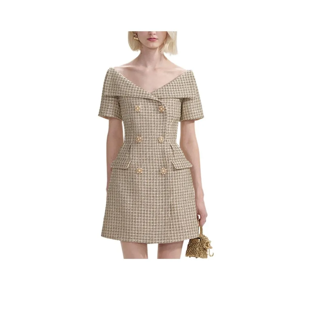 Self-portrait Short-Sleeved Dresses Women's Gold